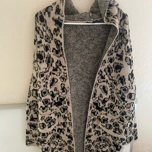 Fashion Nova Black and Tan Animal Print Cardigan